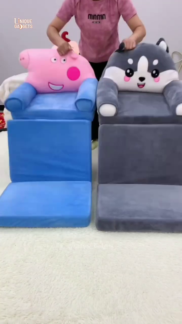 convertible kids sofa bed – foldable lounge chair for toddlers with fun cartoon design