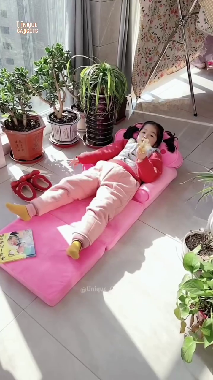 convertible kids sofa bed – foldable lounge chair for toddlers with fun cartoon design