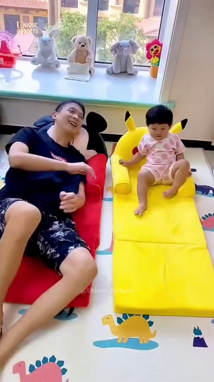 convertible kids sofa bed – foldable lounge chair for toddlers with fun cartoon design