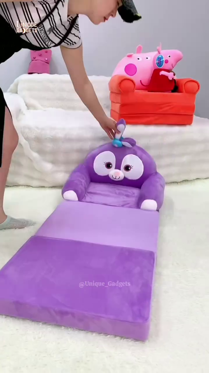 convertible kids sofa bed – foldable lounge chair for toddlers with fun cartoon design