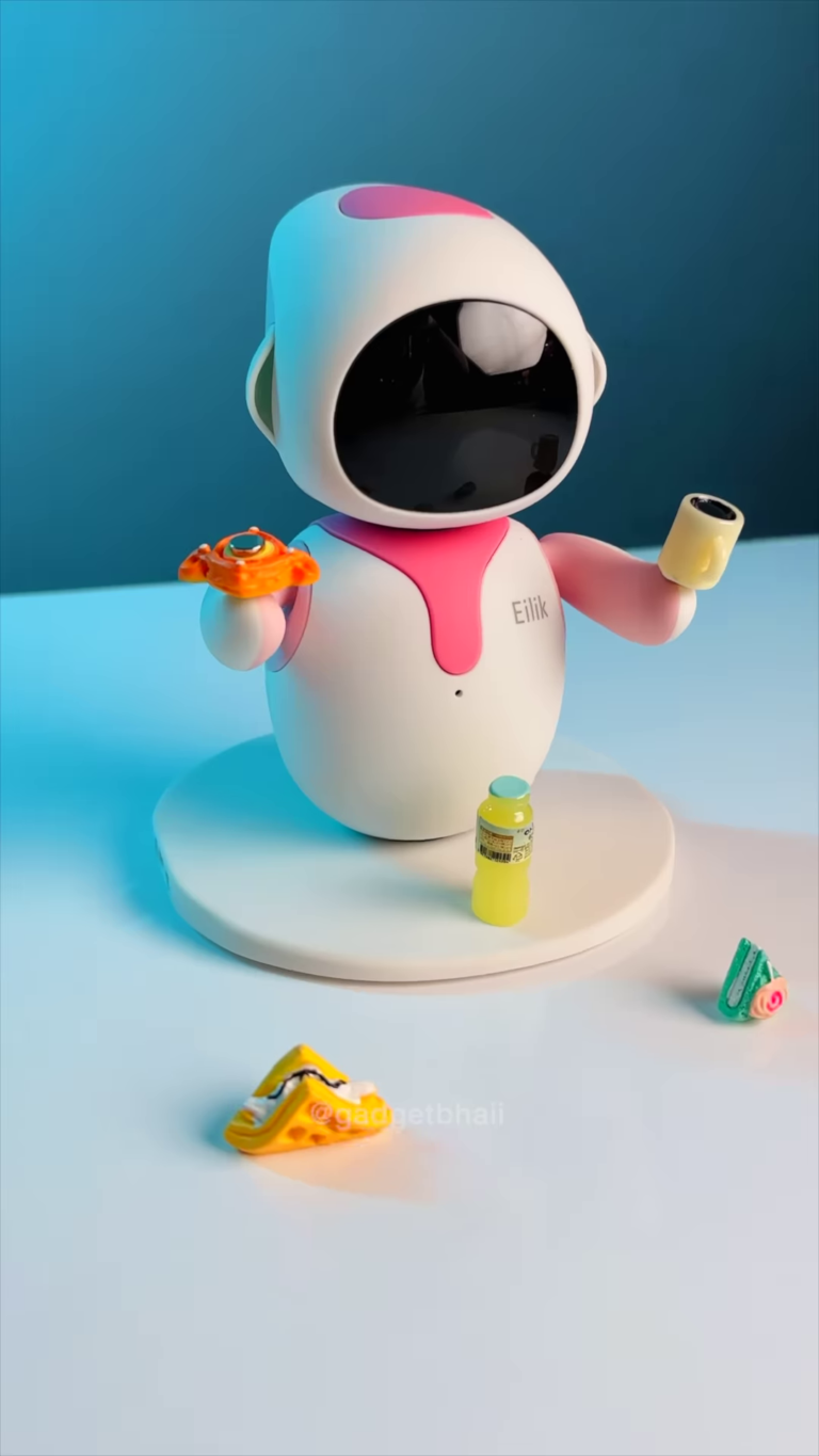 “cute robot emoji display companion – interactive desktop digital pet with changeable expressions”