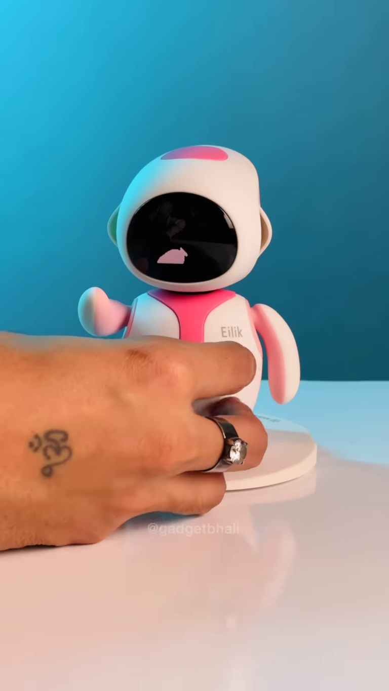 “cute robot emoji display companion – interactive desktop digital pet with changeable expressions”