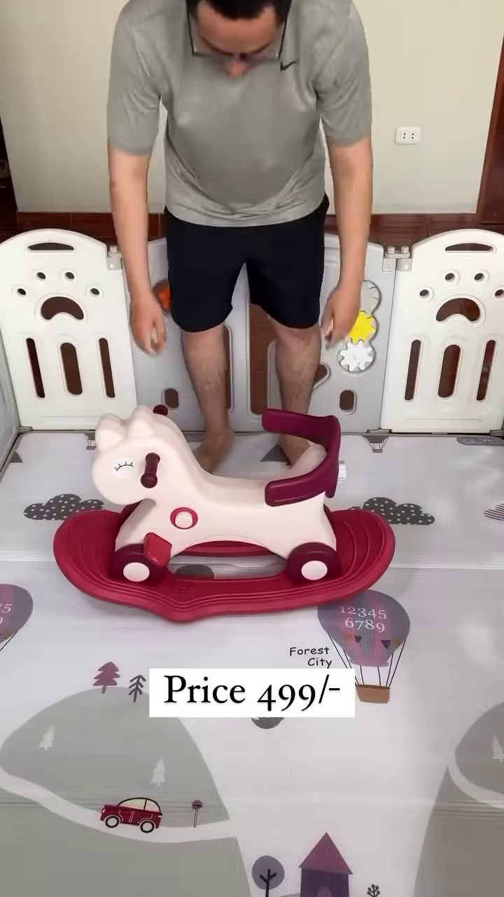 3 in 1 rocking horse ride on toy – convertible baby walker & ride for toddlers