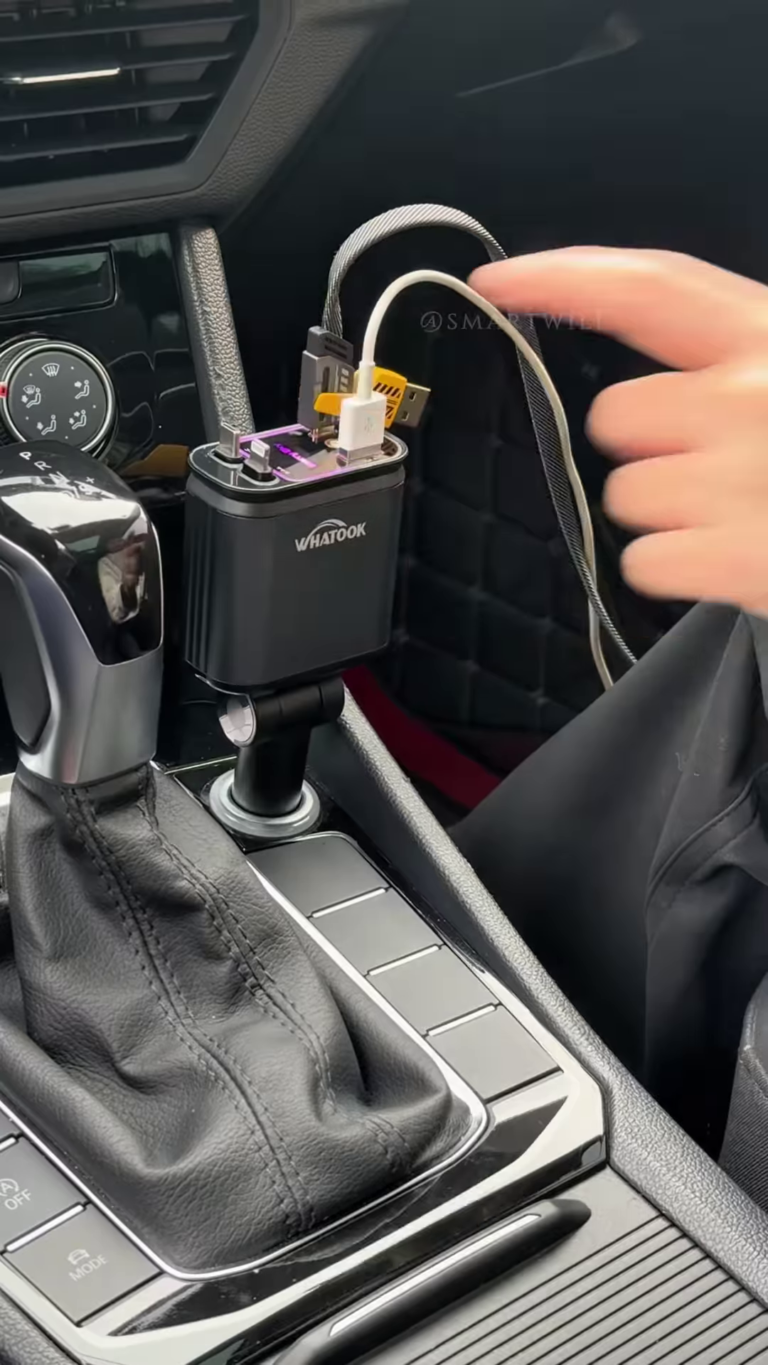 whtook car power splitter with usb & type c ports – multi device car charger adapter