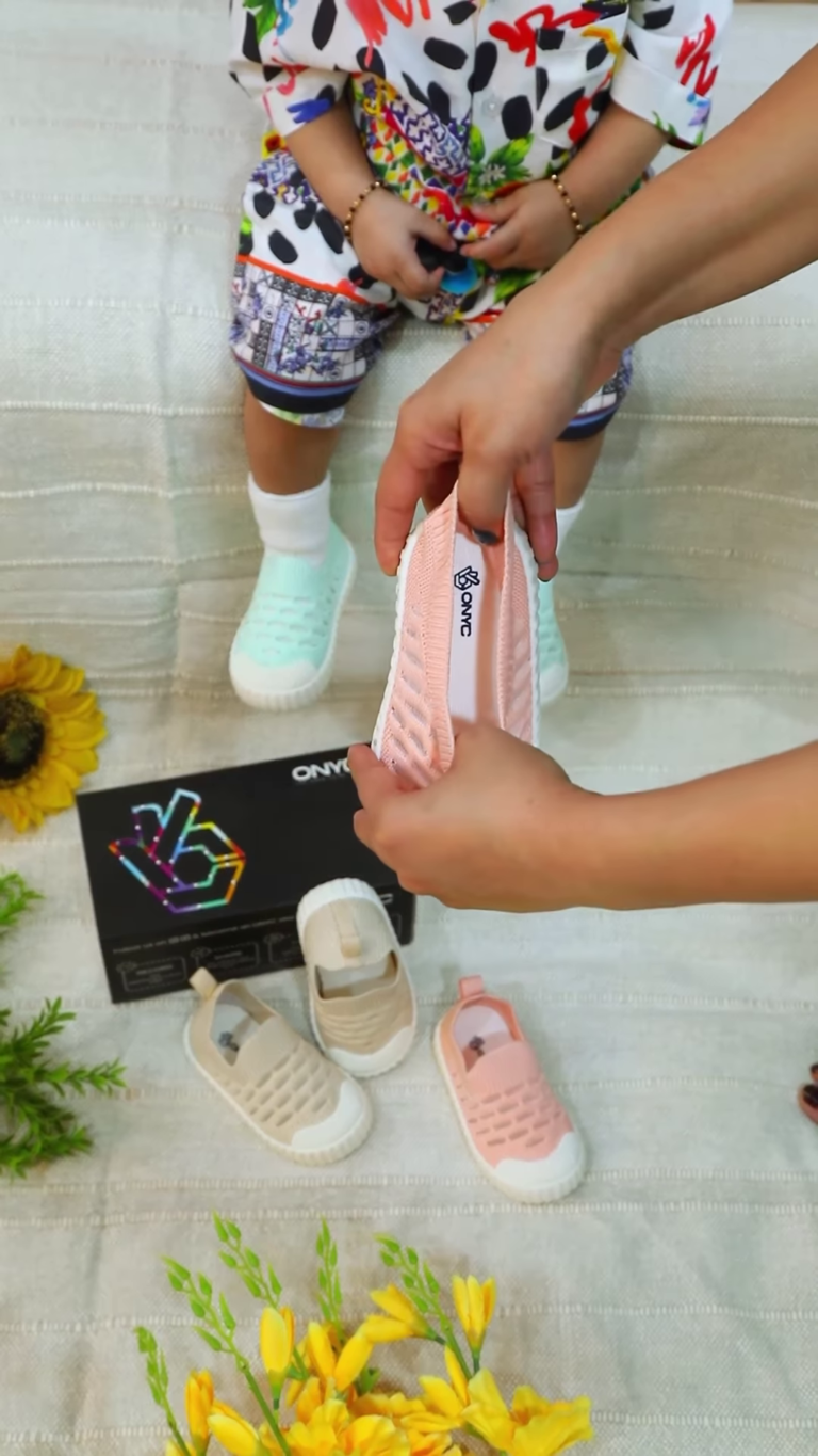 πΆπ easy on baby knit sneakers β soft, stretchy, and oh so comfy!