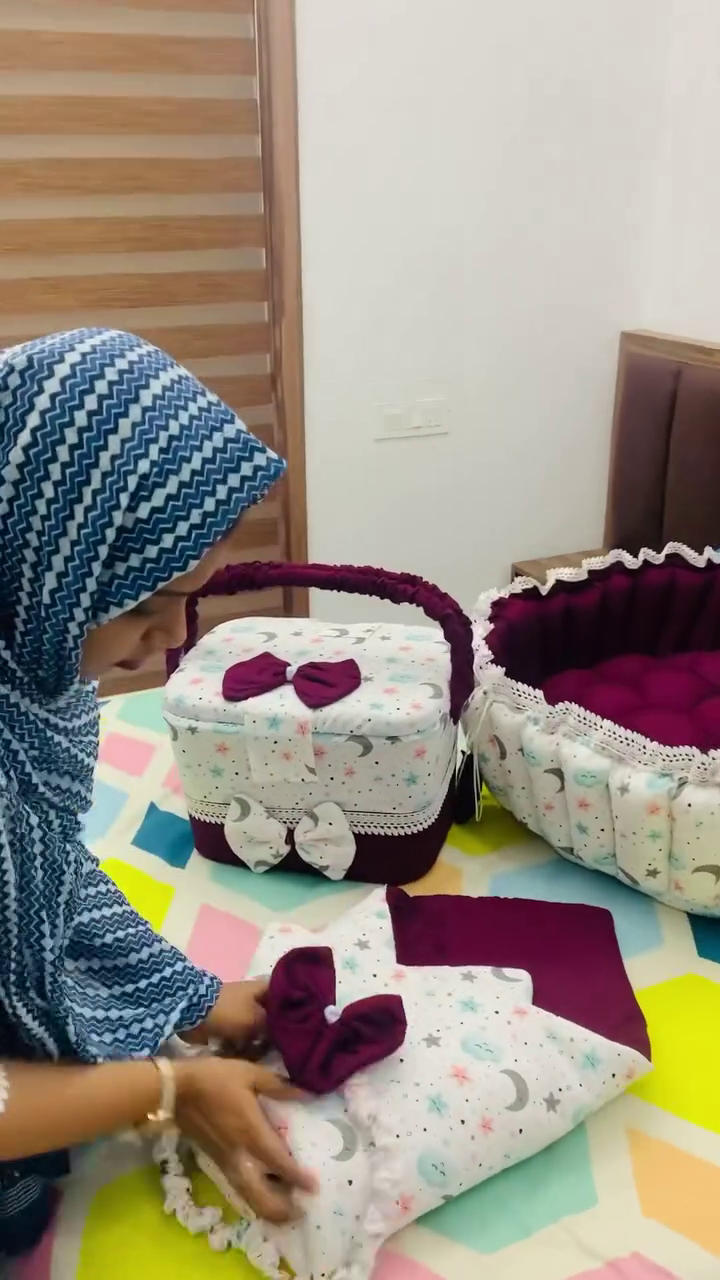 coordinated baby bedding and storage basket set – moon and star print for nursery decor