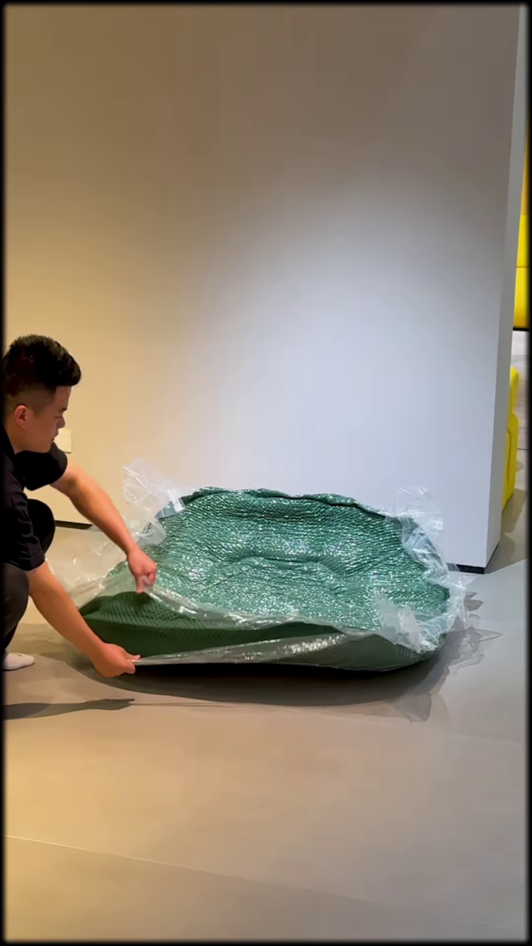 oversized knitted round floor pouf ottoman – comfortable seating and footrest