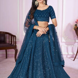 blue georgette lehenga for weddings parties.jpg