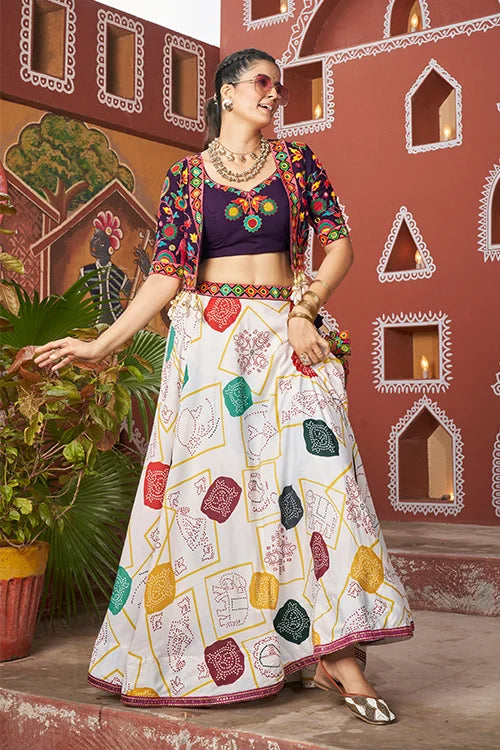 beautiful white color jacket style navratri lehenga choli online 1.jpg