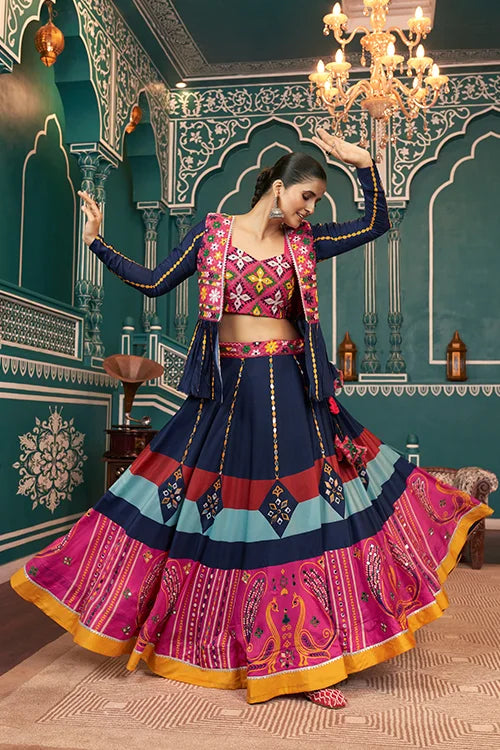 elevate your look with multi color jacket style chaniya choli.jpg