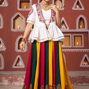 multi color exclusive designer jacket with ghagra choli for navratri 1.jpg